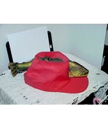 Vintage TROUT FISHING Farm Trucker Hat Cap Red Puffy Trout Fish &amp; Tail S... - $19.79