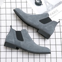 ZSAUAN Grey Fashion Men Chelsea Boots Basic Artificial Suede Leather Pointed Ank - £60.22 GBP
