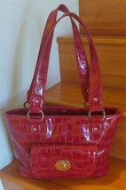WOMENS Sag Habor Red Faux Crocod.  Shoulder  Handbag Zipper/Button Closu... - $29.70