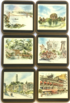 Vintage Betty Guy San Francisco Coasters Cork Back- 6 in Original Gump&#39;s... - $25.00