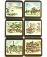 Vintage Betty Guy San Francisco Coasters Cork Back- 6 in Original Gump&#39;s... - $462.20 MXN
