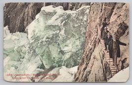 Jungfraubahn Station Eismeer Switzerland Glacier Path Hikers Vintage Postcard - £11.15 GBP