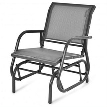 Outdoor Single Swing Glider Rocking Chair with Armrest-Gray - £109.18 GBP