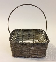 Antiqued Silver Plated Basket Handle Metal Weave Candy Dish Decorative Potpourri - £19.98 GBP