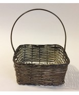 Antiqued Silver Plated Basket Handle Metal Weave Candy Dish Decorative P... - £19.59 GBP