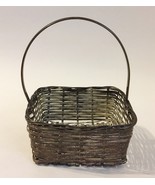 Antiqued Silver Plated Basket Handle Metal Weave Candy Dish Decorative P... - £19.82 GBP