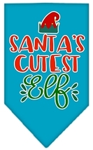 Santa&#39;s Cutest Elf Screen Print Bandana Turquoise Small - £9.26 GBP