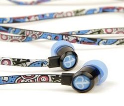 ChicBuds Tangle-Free Earbud Headphones, (Blue) Graffiti Design - £30.21 GBP