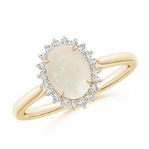 ANGARA Classic Oval Opal Floral Halo Ring for Women, Girls in 14K Solid Gold - £714.70 GBP
