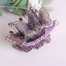 Embroidery Butterfly with Dainty Crystal Beads Bun Maker Hair Claw - £7.48 GBP