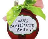 Silvestri Glass Red and Green Decorated Ball Ornament Sassy Southern Bel... - $13.66