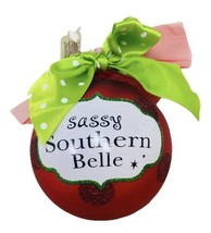 Silvestri Glass Red and Green Decorated Ball Ornament Sassy Southern Bel... - £10.91 GBP