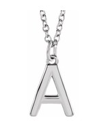 Authentic 925 Sterling Silver 0.37&quot; Letter A Dangle 18&quot; Initial Necklace - $67.00