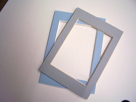 Picture Frame  Mat 3.5x5 for 2.5x3.5 photo set of two light blue light gray - $2.50