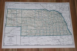 1939 Original Vintage Large 21 X 15 Map Of Nebraska Omaha Lincoln Scottsbluff - $28.85