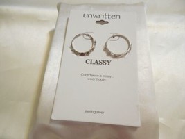 Unwritten Sterling Silver 1&quot; Fancy Hoop Earrings S165 $55 - £18.11 GBP