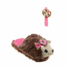 Girl&#39;s Plush Hedgehog Slippers with Matching Wrist Hugger Slap Bracelet ... - $14.00