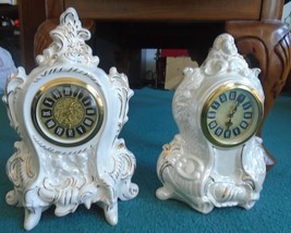  C1970s _2 Ceramic Porcelain Mantle Clocks Wind-Up_ Germany Works  Working !!! - £119.89 GBP