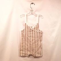 Baby Overalls Size 6 Months Belloo NWT Tan Beige Color White Stripes Snaps - $9.90