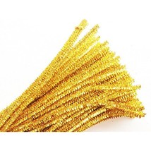 100 Pcs 12 Inch Glitter Tinsel Creative Arts Chenille Stems Pipe Cleaners (Gold) - £11.96 GBP