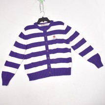 Clemson Tigers Sweater Cardigan Purple Stripes Button Front - $12.78