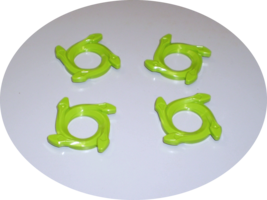 4 Used Lego Lime Ring 4x4 w 2x2 Hole &amp; 4 Snake Head Ends (Ninjago Spinner Crown) - £7.95 GBP