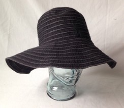 Black Wide Brimmed Fabric Floppy Hat for Summer Beach Travel Gardening - £19.73 GBP