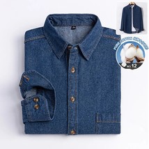 100% pure cotton autumn and winter new denim long-sleeved shirt men&#39;s thick coat - £99.57 GBP
