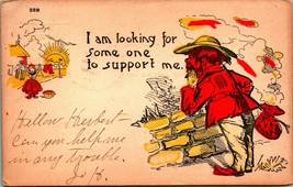 Comic Hobo Vagabond Drifter Looking For Someone to Support Me 1906 UDB Postcard - £3.14 GBP