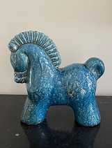 Vintage 1960&#39;s Heavy Danish Mid Century Turquoise Ceramic Horse Figurine - £394.81 GBP