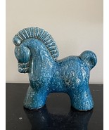 Vintage 1960&#39;s Heavy Danish Mid Century Turquoise Ceramic Horse Figurine - £388.60 GBP