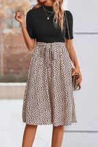 Perfee Printed Short Sleeve Belted Dress - $35.18