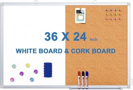 TRIPOLLO Dry Erase Board and Cork Board Combo, Magnetic White Board 36x24 - £29.70 GBP
