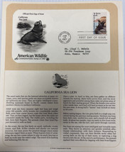 American Wildlife Mail Cover FDC &amp; Info Sheet California Sea Lion 1987 - £7.87 GBP