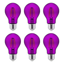 6-Pack Sunlite LED Transparent Purple A19 Filament Bulbs, 4.5 Watts, Dimmable - £50.35 GBP