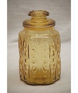Old Vintage 1960s Yellow Imperial Glass Atterbury Scroll Canister Apothe... - £31.06 GBP