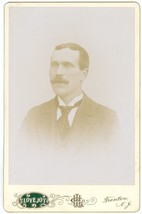Circa 1890&#39;S Cabinet Card Large Intense Looking Man Mustache Lovejoy Trenton Nj - £9.59 GBP