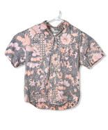 Banana Republic Mens Medium Short Sleeve Button-Front Red Pink Floral Shirt - $18.86 CAD