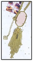 Kendra Scott Rayne Necklace Rose Quartz Gold Tone Tassel Pendant Bohemian - £26.15 GBP