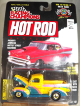 1997 Racing Champions #34 Hot Rod Magazine &#39;40 FORD P/U Yellow/Teal wRubberTire - £11.41 GBP