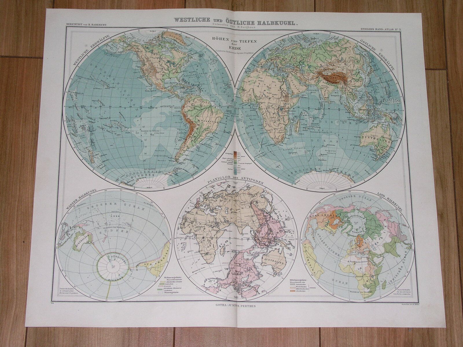 1912 ANTIQUE MAP OF THE WORLD GLOBES HEMISPHERES AMERICA ASIA AFRICA EUROPE - $25.44