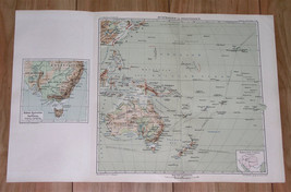 1901 Antique Physical Map Of Australia Oc EAN Ia Pacific German Colonies Hawaii - £15.33 GBP