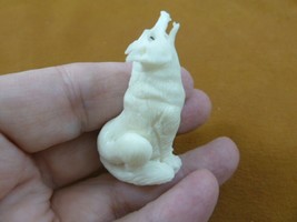 (tb-wolf-6) white howling Wolf TAGUA NUT palm figurine Bali carving love... - £37.11 GBP