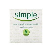 Simple 26058 Hand Soap Bars, 125 g, White (Pack of 6)  - $18.00