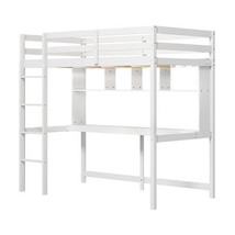 Twin Size Loft Bed with Desk and Shelves for Home Dorm Apartment No Box Spring N - $6,537.97 MXN