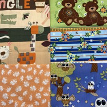 Childrens Fabric Material Lot Of 4 Fat Quarters 18 X 22 Jungle Bears Owls Shoes - £11.21 GBP