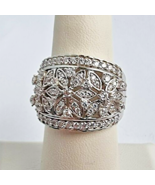 SJD ''LOVE MORE'' 925 STERLING SILVER CZ FLOWER STATEMENT RING SIZE 7 - $61.71