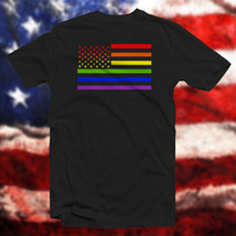 US Flag Gay Pride COTTON T-SHIRT United States Patriotic Equality Inclus... - $17.79+