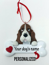 Personalized Basset Hound Dog Name Christmas Ornament Figure Heart Valentines - £11.98 GBP
