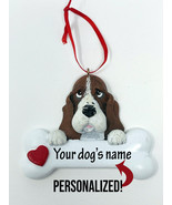 Personalized Basset Hound Dog Name Christmas Ornament Figure Heart Valen... - $14.99